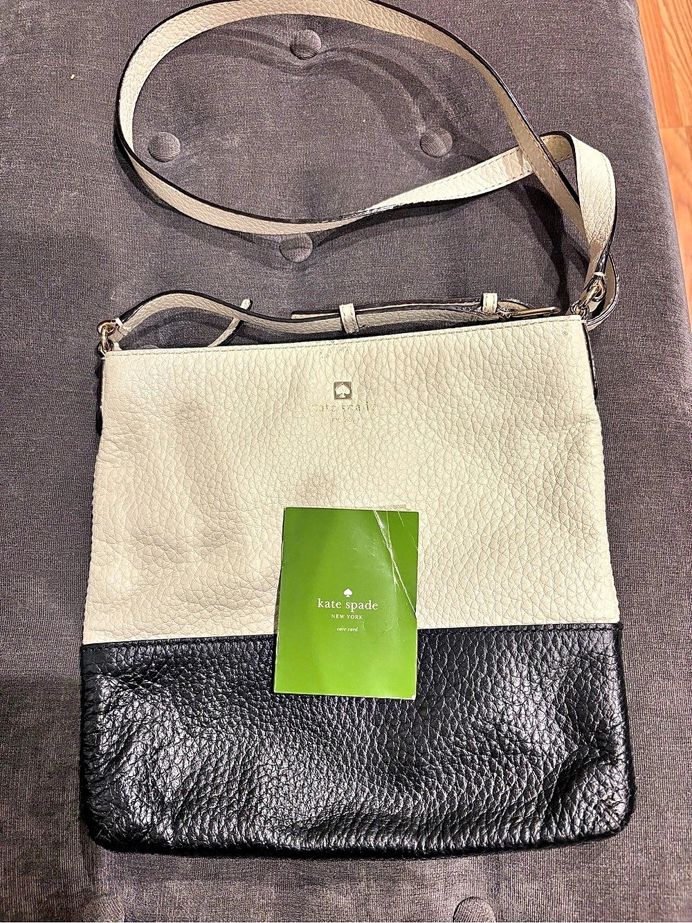 Kate Spade Pebbled Leather Crossbody Bag black and white